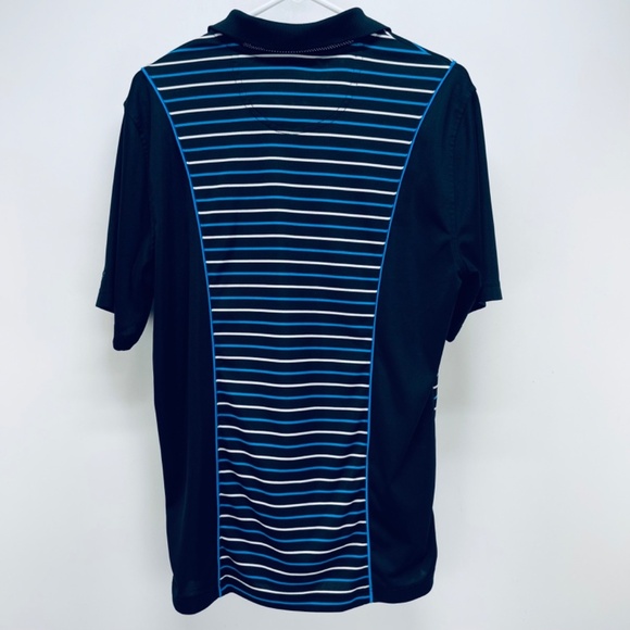 Greg Norman Shirt Size M Men’s Short Sleeve Polo Blue Striped Shark Golf - Picture 9 of 9